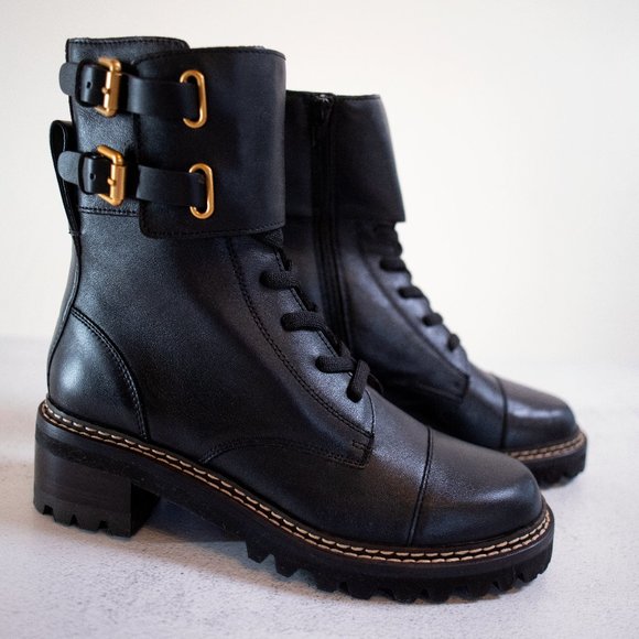 See by Chloe Mallory Leather Combat Boots - Brand New 38.5 - Picture 6 of 11